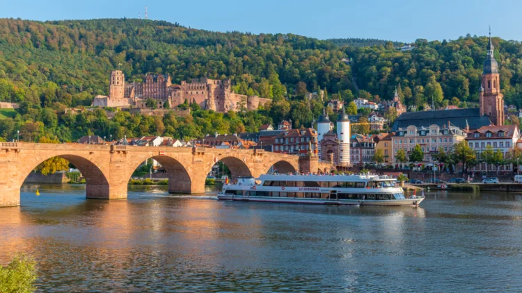 River boat cruise on the Neckar River in Heidelberg Germany